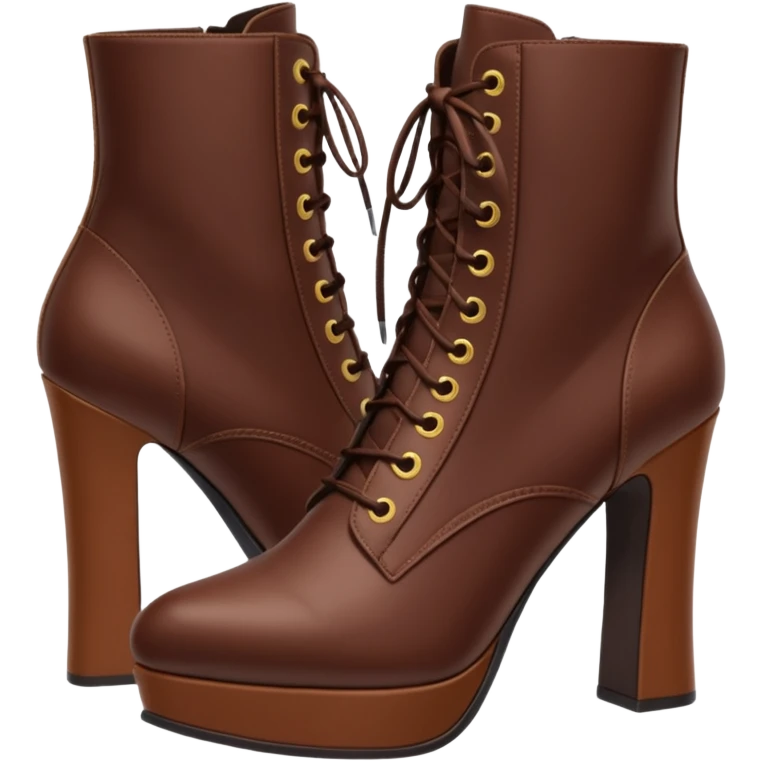 chocolate brown y2k heeled boots emoji