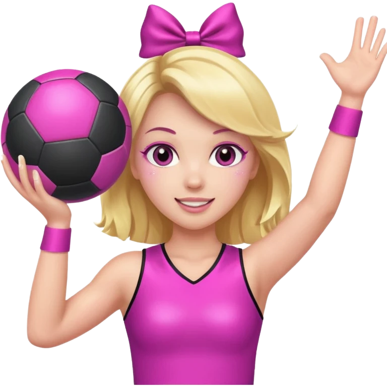football cheerleader, holding a cheering ball, pink and twinkle emoji