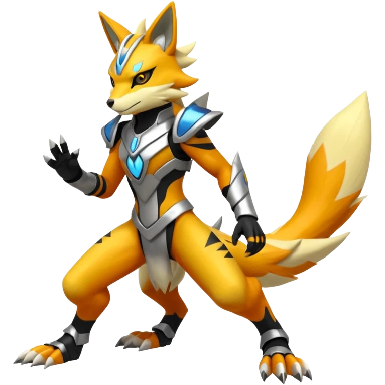 Modern futuristic Lombax-Zeraora-Renamon-fusion (full body) emoji