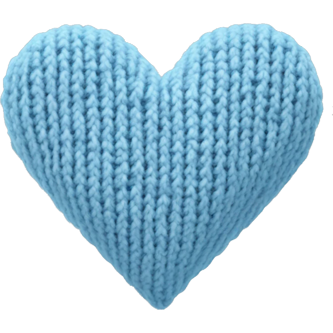 Knitted light blue heart emoji