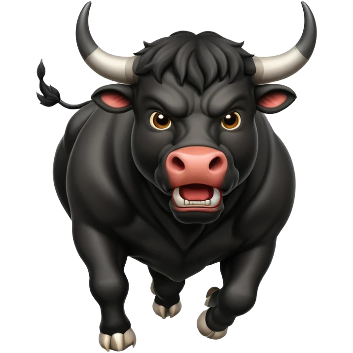 angry running black bull with flared nostrils emoji