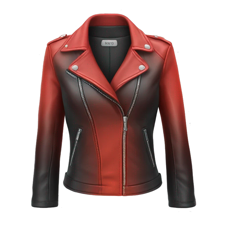Hyper Realistic isolated open red ombre feminine fashion leather jacket. emoji