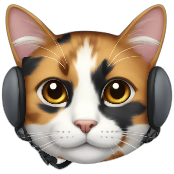 calico cat with black mark as pilot emoji