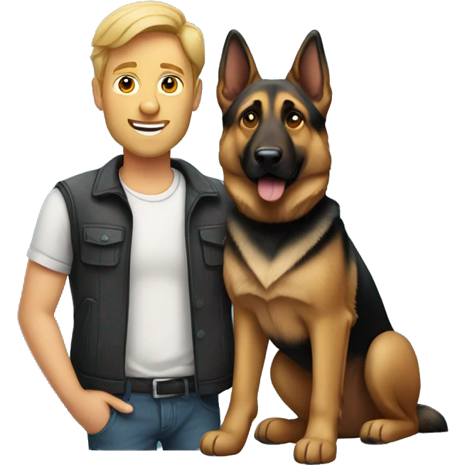 Man with German shepherd  emoji