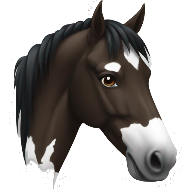 dark brown horse with white face and black mane  emoji