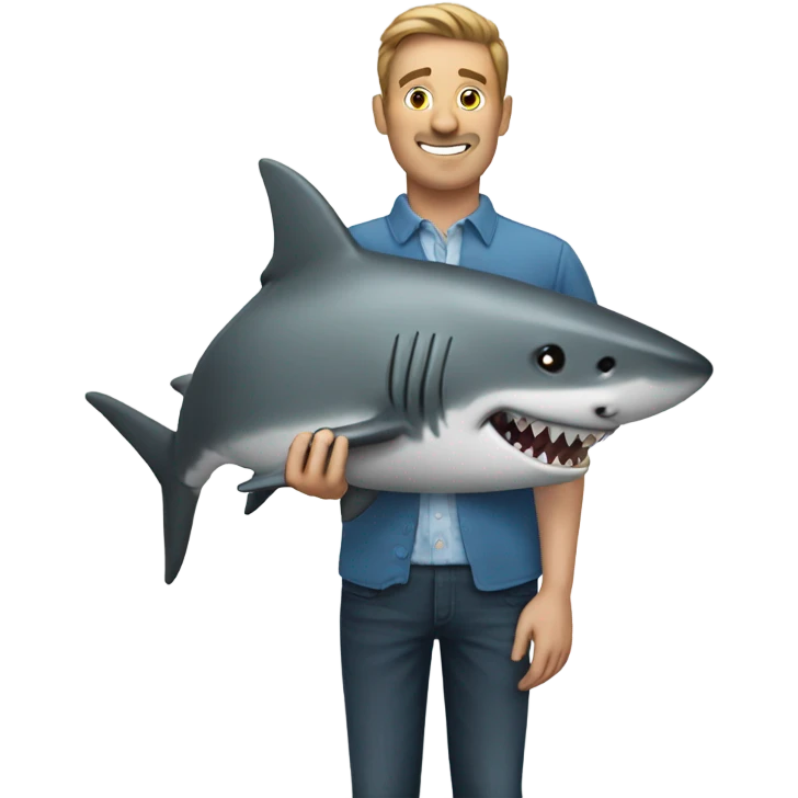 Man with a shark sign by one hand emoji