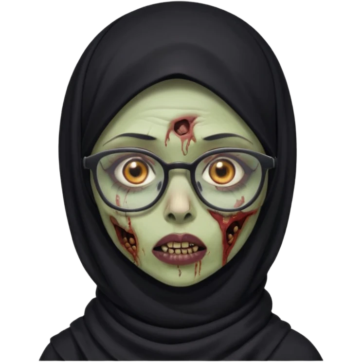 Black hijab zombie girl with glasses emoji