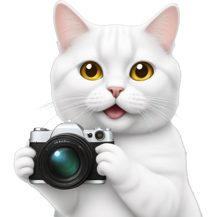 White British cat is taking photos  emoji
