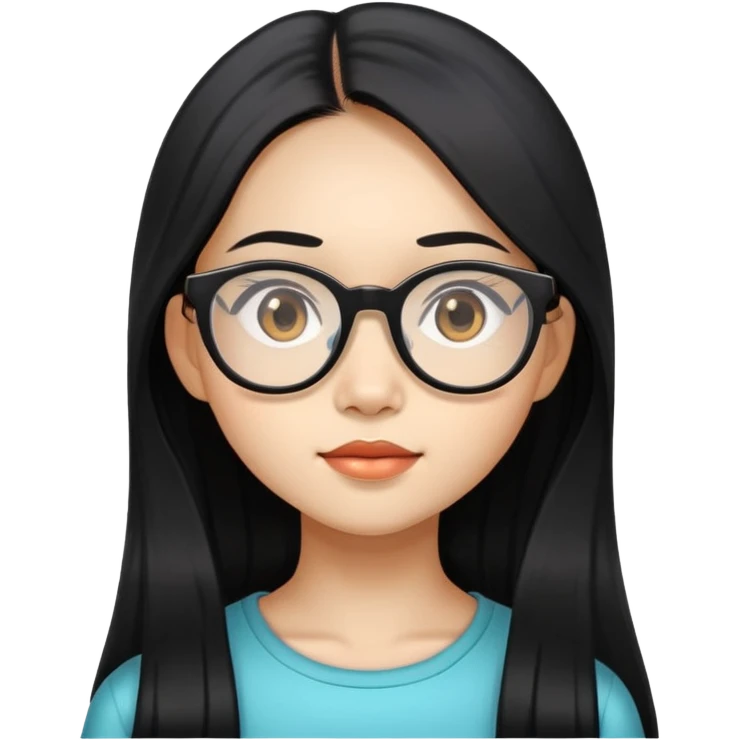 young Vietnamese girl head with very long black hair and glasses emoji