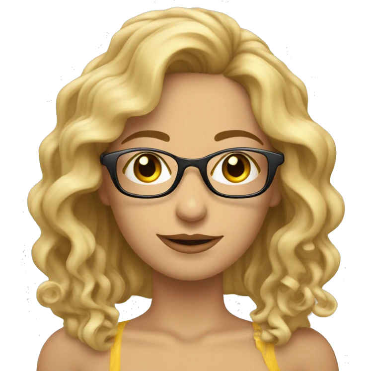 Mujer pelo largo rizado mechas rubia gafas metalicas emoji