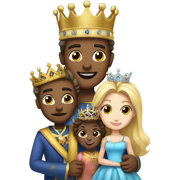 King and queen holding one prince and 2 princesses emoji