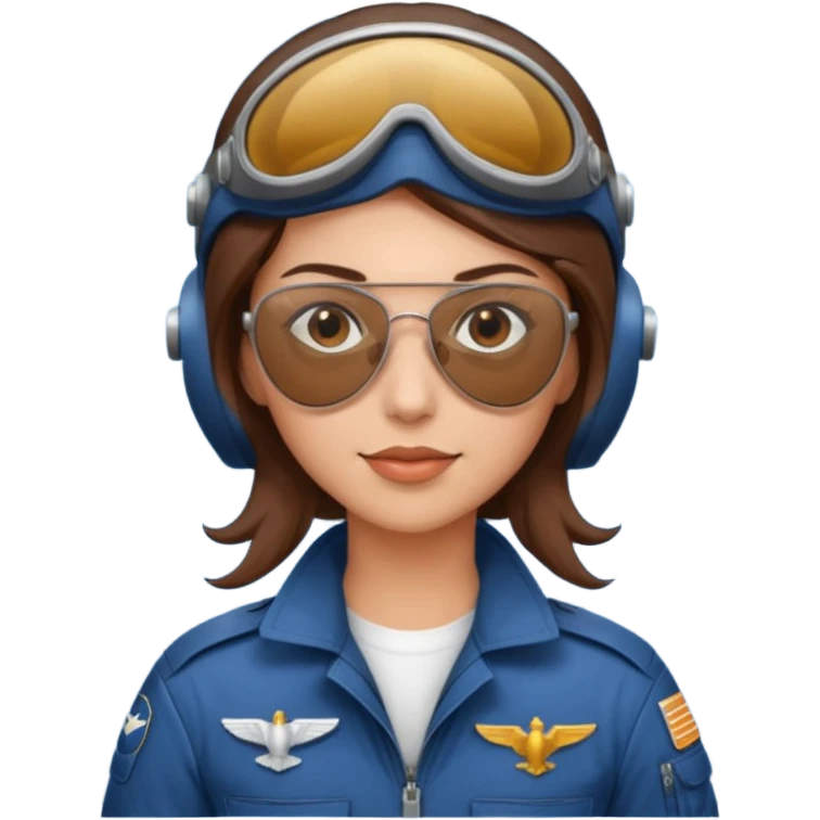 A female pilot with medium skin and tied-back brown hair emoji