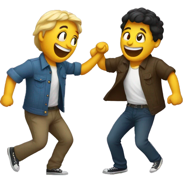 Two friends dancing drunks  emoji