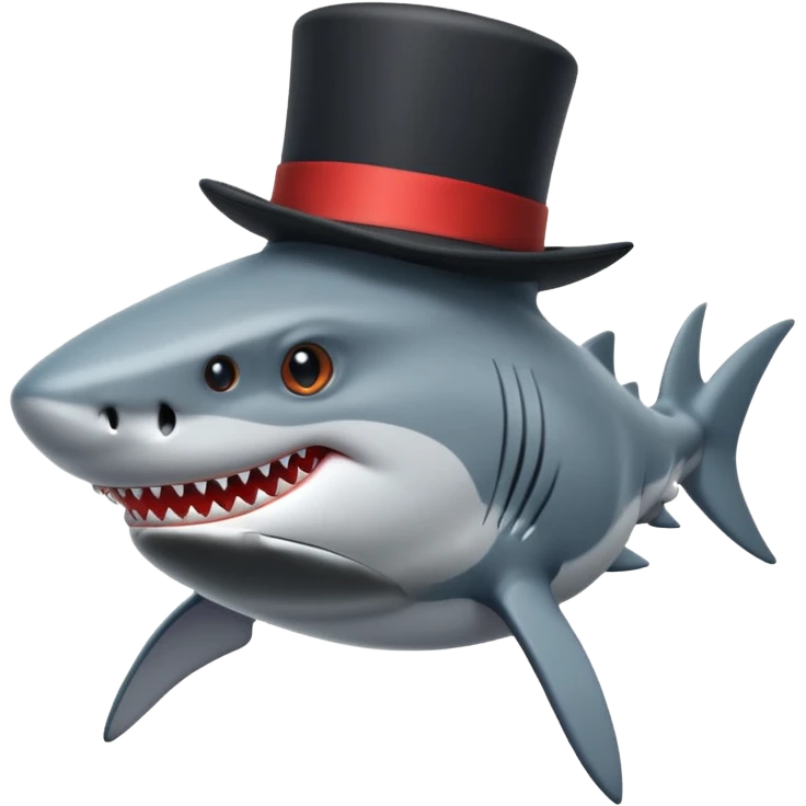 Shark with a top hat emoji