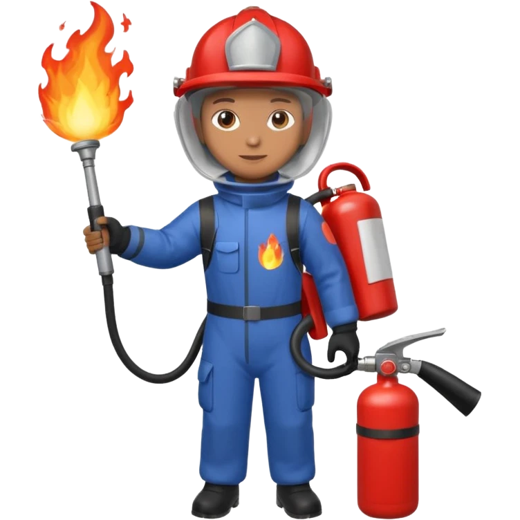 hand holding Fire extinguisher
 and puts out fire emoji