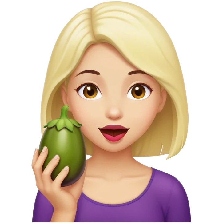 girl eating eggplant emoji