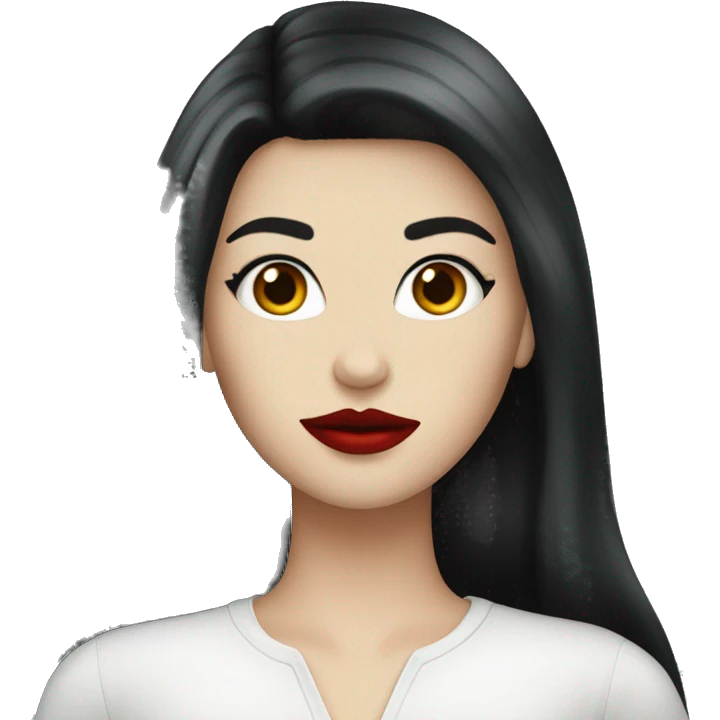 Long black haired white girl with red lips  emoji