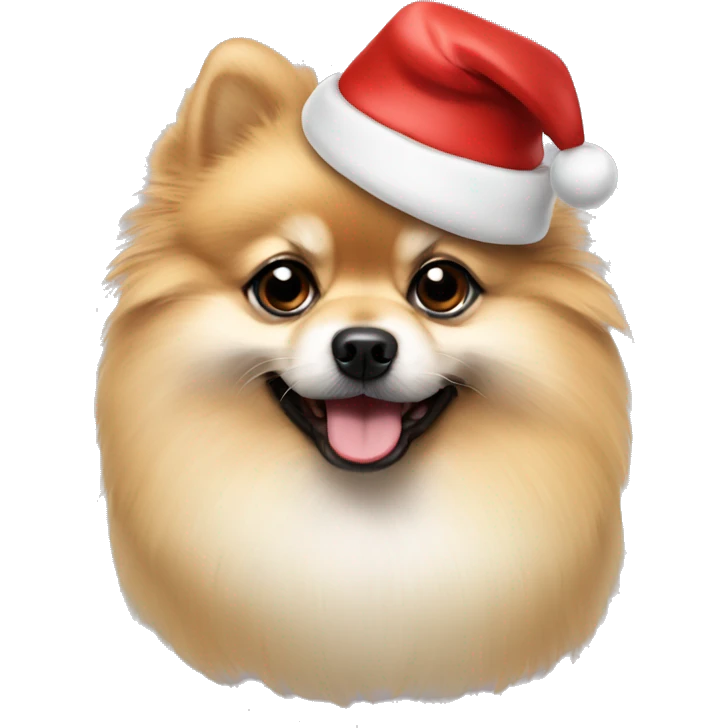Crème Pomeranian with Christmas hat  emoji