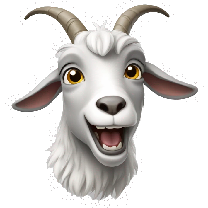 grey and white goat growling emoji