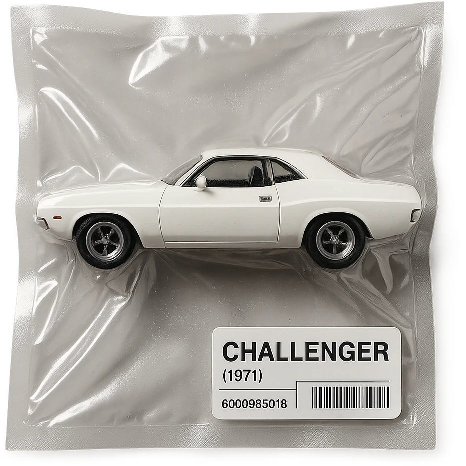 white 1971 Dodge Challenger, glossy, inspired by 'Death Proof' film emoji