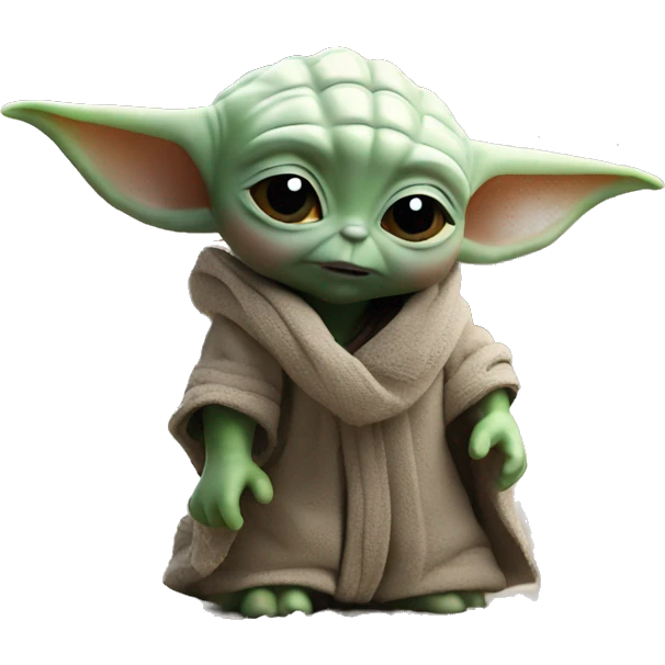 Baby Yoda works with a screed on construction emoji