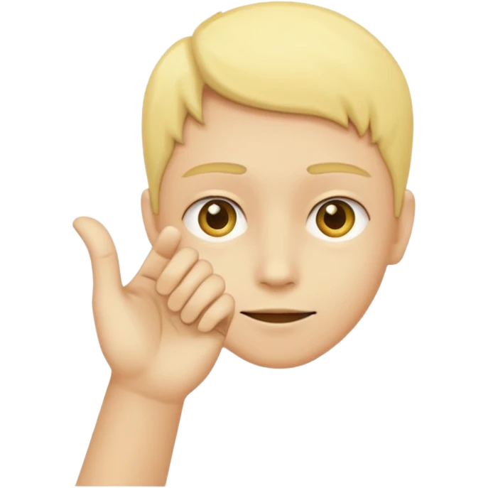 A yellow circle face person with neutral face with his hand in front of him at 90 degree angle emoji