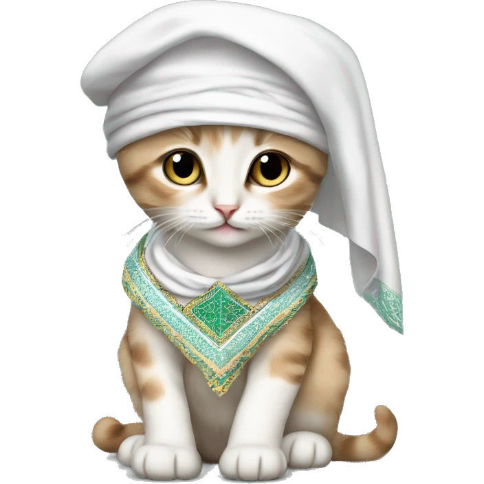 kitten CHATON morad wearing a Morocco DJELLAbah and cap emoji