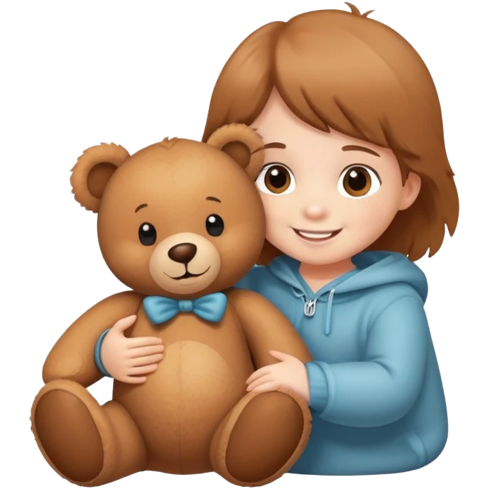 child playing with toy bear emoji