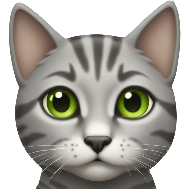 grey tabby cat green eyes emoji