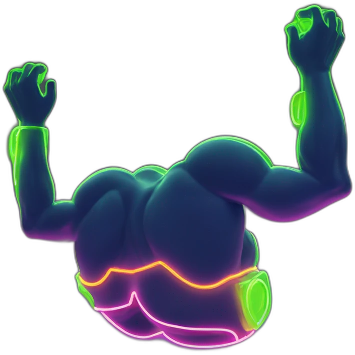 Juicy booty neon sign style man emoji