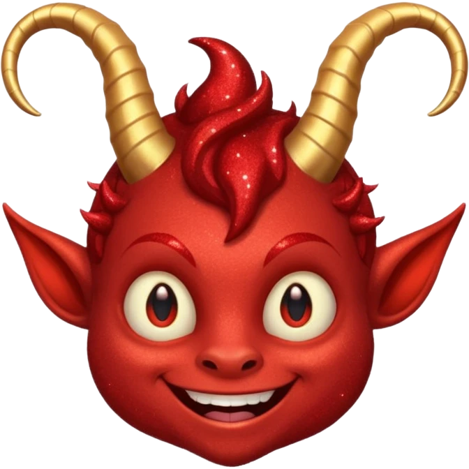 red glitter smilling imp emoji