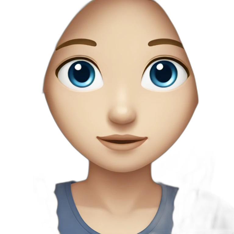 Brunette girl with long hair, white skin, Europe race,blue eyes emoji