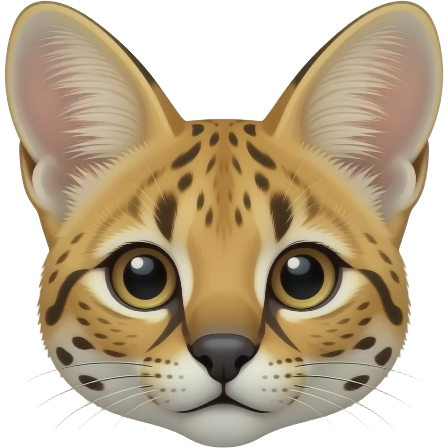 serval flat color google style, only head, big ears emoji