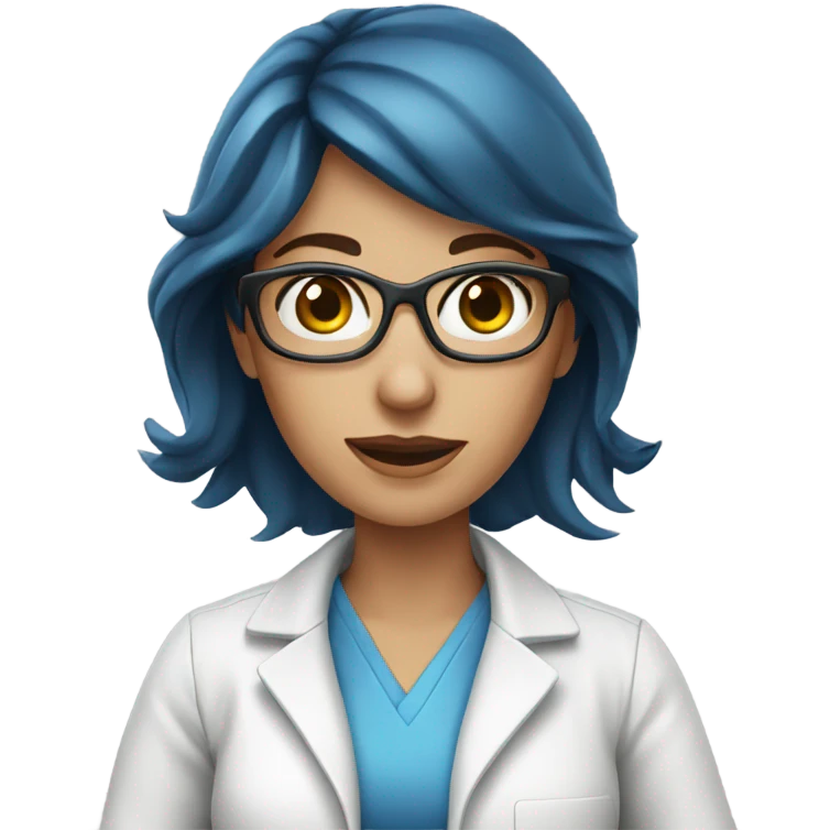 Brunette scientist woman Blue eyes emoji