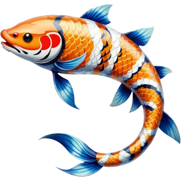 Exotic Tropical Floral Swirl-Patterned Tribal Pretty Asian ornate painted Japanese aesthetic beautiful shiny pretty glossy smooth elegant Koi-Fish-Kitsune-Yokai-animal-creature with tiger stripes on it emoji