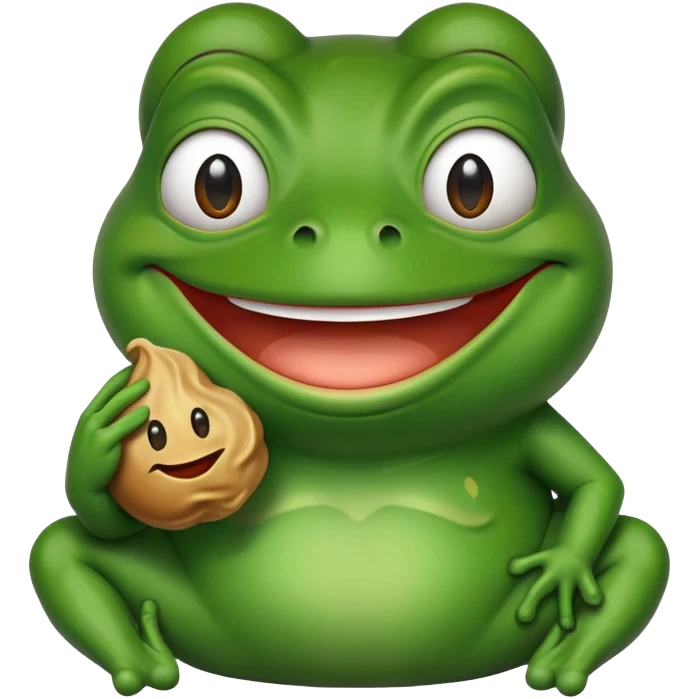 pepe frog holds a smiley poop emoji