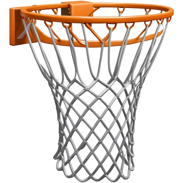 Cinematic Realistic image of a basketball hoop with a detailed metal rim and intricately woven net, captured in dynamic lighting that evokes the charged atmosphere of a competitive court emoji