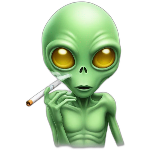 Alien qui fume une cigarette emoji