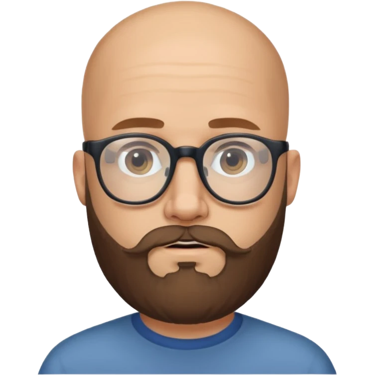 Homme chauve barbe et lunettes  emoji