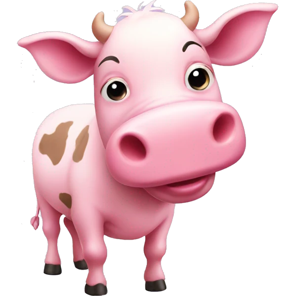 pink cute cow with pig emoji