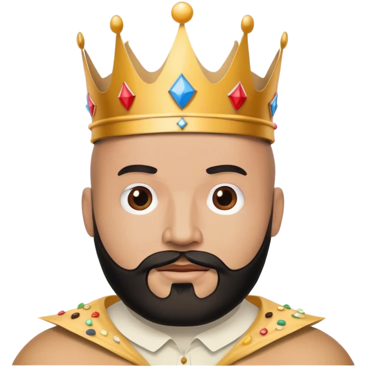 bald guy with black beard and a burger king paper crown emoji