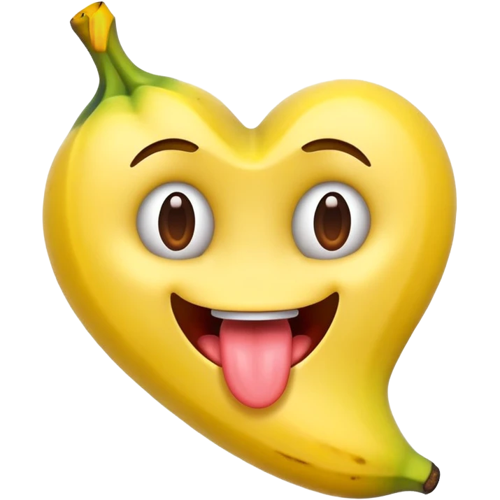 a banana in the mouth of a heart eyes emoji with its tongue out emoji