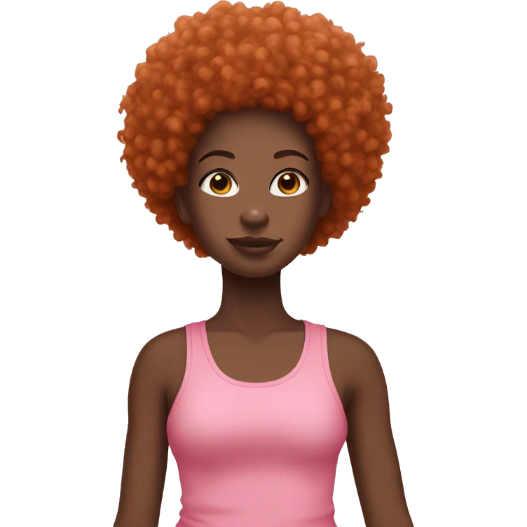 Black girl with ginger Afro in pink tank top emoji