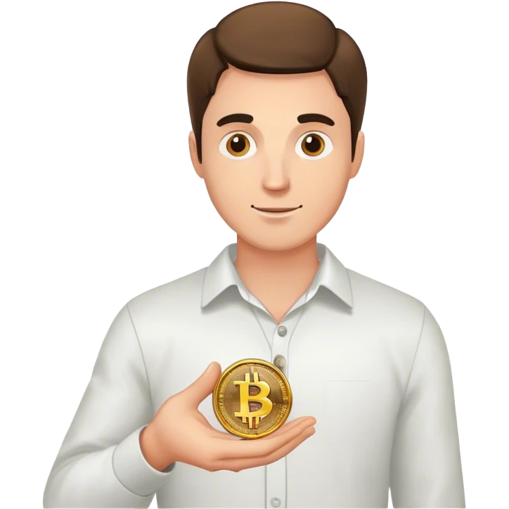 man holding bitcoin emoji