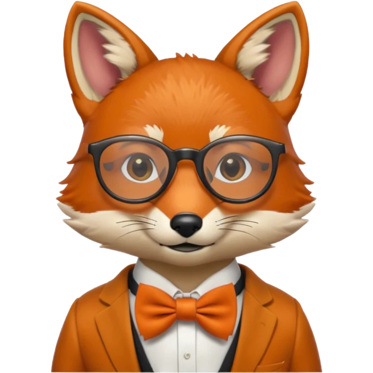 Fox with round glasses and bow tie. emoji