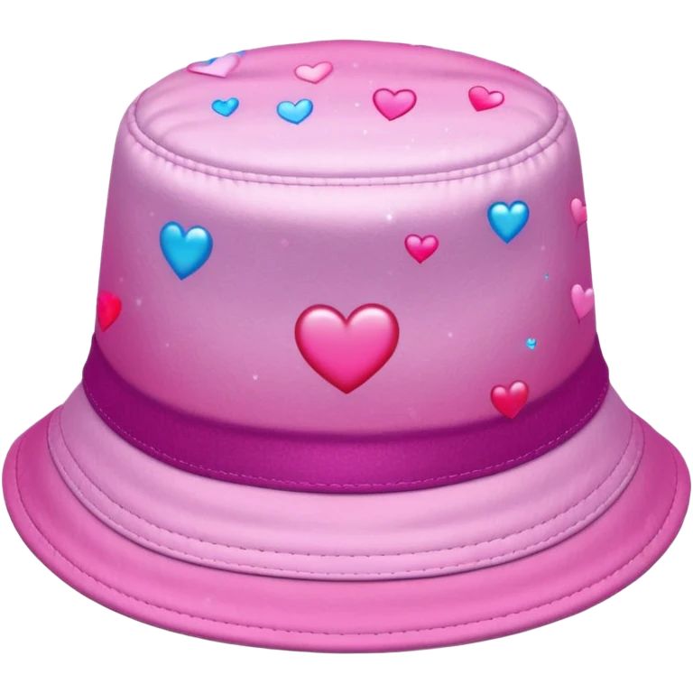 Pink ombre bucket hat with hearts and glitter emoji