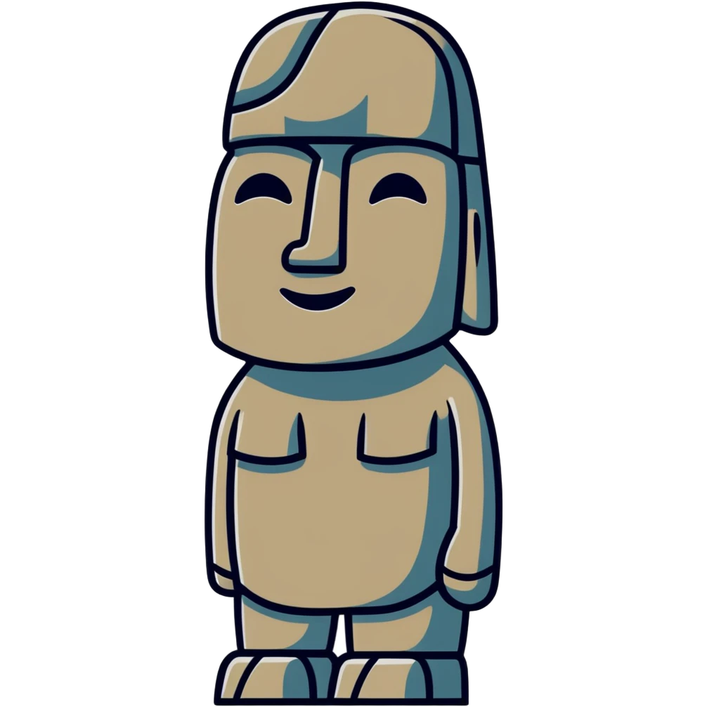 moai emoji with a happy face emoji