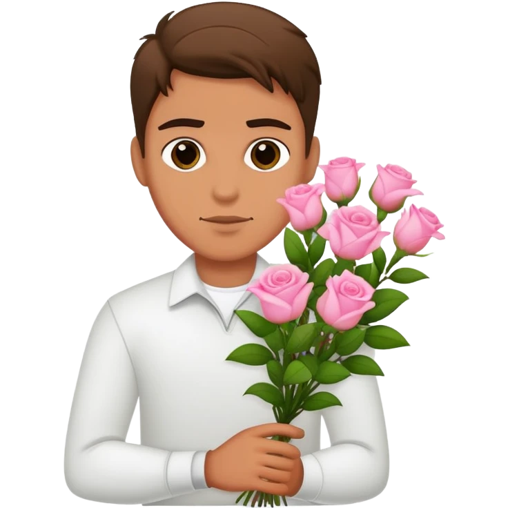 The bad boy is holding a bouquet of pink jasmine roses emoji