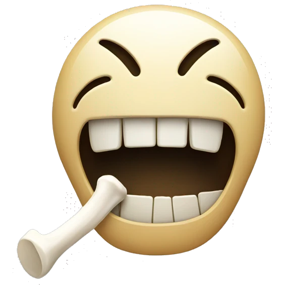 Smiley face with bone in mouth emoji