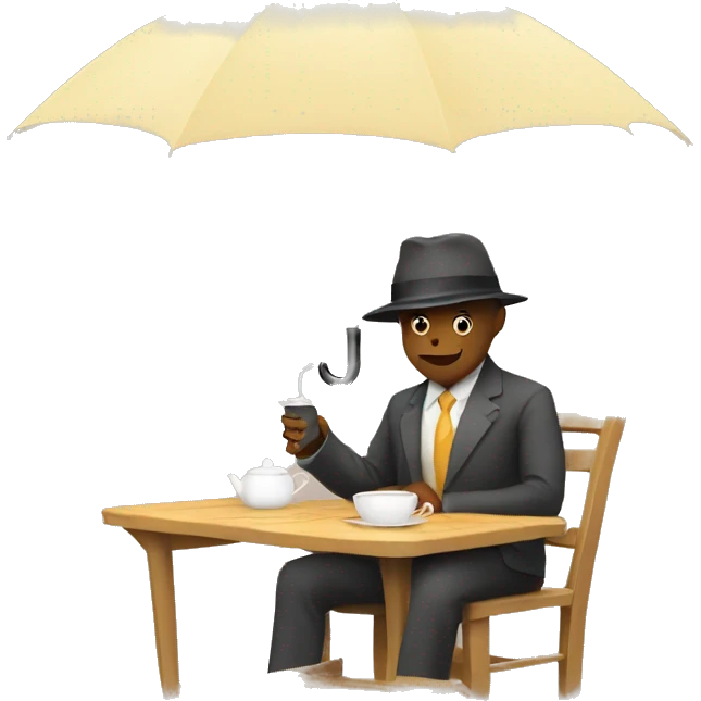 drinking tea with umbrella emoji